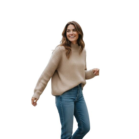 H&M Mohair Blend Sweater Tan Women's Size 10 - Picture 1 of 5